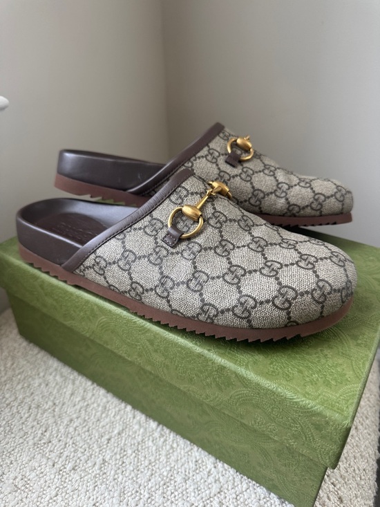 Gucci Shoes - 1000% Authentic Gucci Brown/Beige GG Canvas Horsebit Mule Size 9